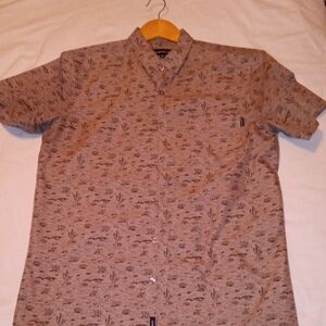 Stylish Tan Patterned Men's Button Down Shirt
